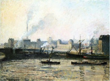  1896 Galerie - le pont saint sever au brouillard de rouen 1896 Camille Pissarro paysages ruisseaux
